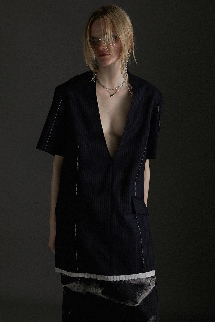 【プランク プロジェクト/PRANK PROJECT】のスーチングカットオフハーフスリーブチュニック / Suiting Cut Off Half Sleeve Tunic 人気、トレンドファッション・服の通販 founy(ファニー)  ファッション Fashion レディースファッション Fashion for Women ワンピース Dresses チュニック Tunic Tops & Dresses おすすめ Recommended / Our Picks ジャケット Jacket, Outerwear ソックス Socks, Hosiery タイツ Tights, Legwear チュニック Tunic, Long Top モチーフ Motif, Design Theme レース Lace, Lace Fabric 夏 Summer other-7|ID: prp329100003998449 ipo3291000000034422040