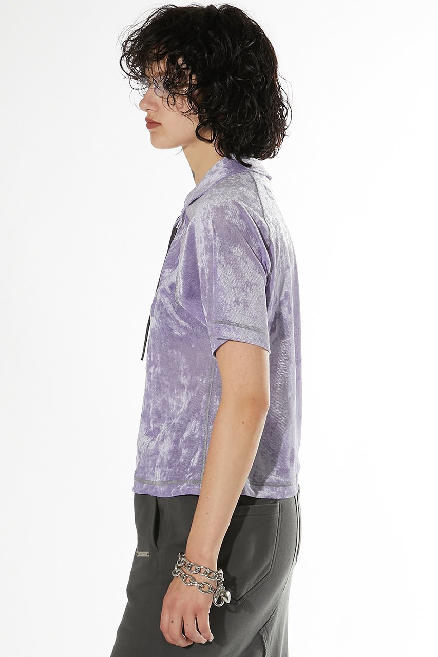 【プランク プロジェクト/PRANK PROJECT】のベロアメッシュレースアップTシャツ / Velor Mesh Lace Up Tshirt 人気、トレンドファッション・服の通販 founy(ファニー) 　ファッション　Fashion　レディースファッション　Fashion for Women　トップス・カットソー　Cut & Sew Tops　シャツ・ブラウス・オフィスカジュアル　Elegant Blouses & Button-Ups　ロングTシャツ・Tシャツ　Longline T-Shirts & Tees　カットソー・ベーシックTシャツ　Cut-and-Sewn Tops / Stretch Tees & Basics　ベロアトップス　Velour Tops / Velvet-Look Items　コンパクト　Compact, Small Size　ショート　Short, Short Length　スリーブ　Sleeve, Long Sleeve / Short Sleeve　フィット　Fit, Slim Fit　ベロア　Velour, Soft Velvet　ポロシャツ　Polo Shirt, Collared Tee　メッシュ　Mesh, Net Fabric　レース　Lace, Lace Fabric　夏　Summer　other-8|ID: prp329100003998453 ipo3291000000032924416