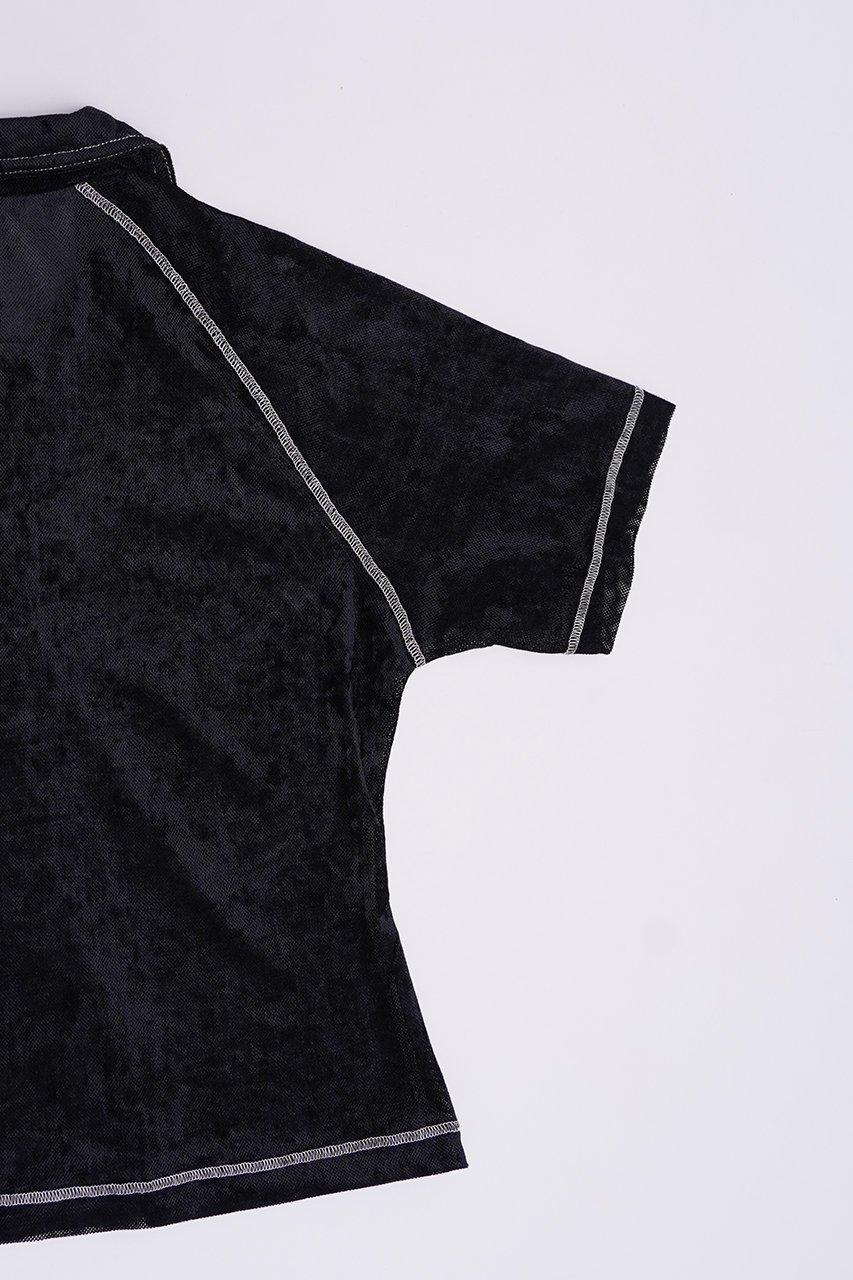 【プランク プロジェクト/PRANK PROJECT】のベロアメッシュレースアップTシャツ / Velor Mesh Lace Up Tshirt 人気、トレンドファッション・服の通販 founy(ファニー) 　ファッション　Fashion　レディースファッション　Fashion for Women　トップス・カットソー　Cut & Sew Tops　シャツ・ブラウス・オフィスカジュアル　Elegant Blouses & Button-Ups　ロングTシャツ・Tシャツ　Longline T-Shirts & Tees　カットソー・ベーシックTシャツ　Cut-and-Sewn Tops / Stretch Tees & Basics　ベロアトップス　Velour Tops / Velvet-Look Items　コンパクト　Compact, Small Size　ショート　Short, Short Length　スリーブ　Sleeve, Long Sleeve / Short Sleeve　フィット　Fit, Slim Fit　ベロア　Velour, Soft Velvet　ポロシャツ　Polo Shirt, Collared Tee　メッシュ　Mesh, Net Fabric　レース　Lace, Lace Fabric　夏　Summer　other-6|ID: prp329100003998453 ipo3291000000035837375