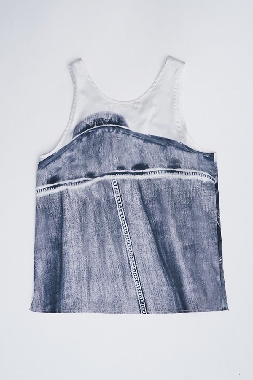 【プランク プロジェクト/PRANK PROJECT】のデニムプリントタンク / Denim Print Tank 人気、トレンドファッション・服の通販 founy(ファニー) 　ファッション　Fashion　レディースファッション　Fashion for Women　トップス・カットソー　Cut & Sew Tops　キャミソール&ノースリーブ　Camisoles & Sleeveless Tops　シャツ・ブラウス・オフィスカジュアル　Elegant Blouses & Button-Ups　ロングTシャツ・Tシャツ　Longline T-Shirts & Tees　カットソー・ベーシックTシャツ　Cut-and-Sewn Tops / Stretch Tees & Basics　おすすめ　Recommended / Our Picks　キャミソール　Camisole, Spaghetti Strap Top　クール　Cool, Chic　サテン　Satin, Glossy Fabric　ジャケット　Jacket, Outerwear　セットアップ　Set-Up, Coordinated Outfit　タンク　Tank Top, Sleeveless Top　デニム　Denim, Jeans Material　プリント　Print, Printed Pattern　リアル　Real, Realistic　other-3|ID: prp329100003998454 ipo3291000000032912807