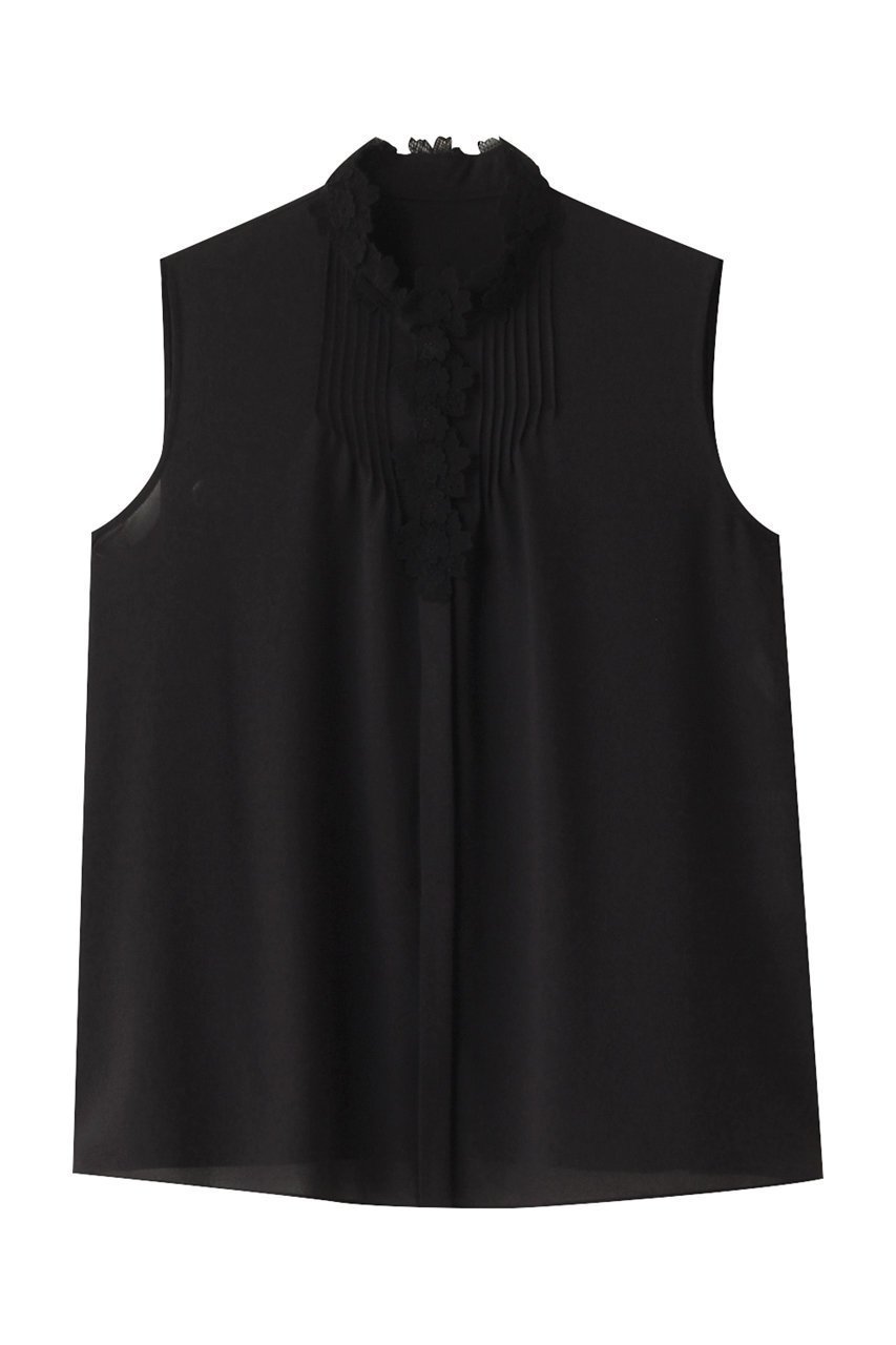 【アナイ/ANAYI】のジョーゼットフラワーノースリブラウス インテリア・キッズ・メンズ・レディースファッション・服の通販 founy(ファニー) 　ファッション　Fashion　レディースファッション　Fashion for Women　トップス・カットソー　Cut & Sew Tops　キャミソール&ノースリーブ　Camisoles & Sleeveless Tops　シャツ・ブラウス・オフィスカジュアル　Elegant Blouses & Button-Ups　ジャケット　Jacket, Outerwear　ジョーゼット　Georgette, Semi-Sheer Fabric　ドレープ　Drape, Draping Fabric　ノースリーブ　Sleeveless, No-Sleeve　フラワー　Flower, Floral　レース　Lace, Lace Fabric　エレガント 上品　Elegant　ブラック|ID: prp329100003998523 ipo3291000000032908589