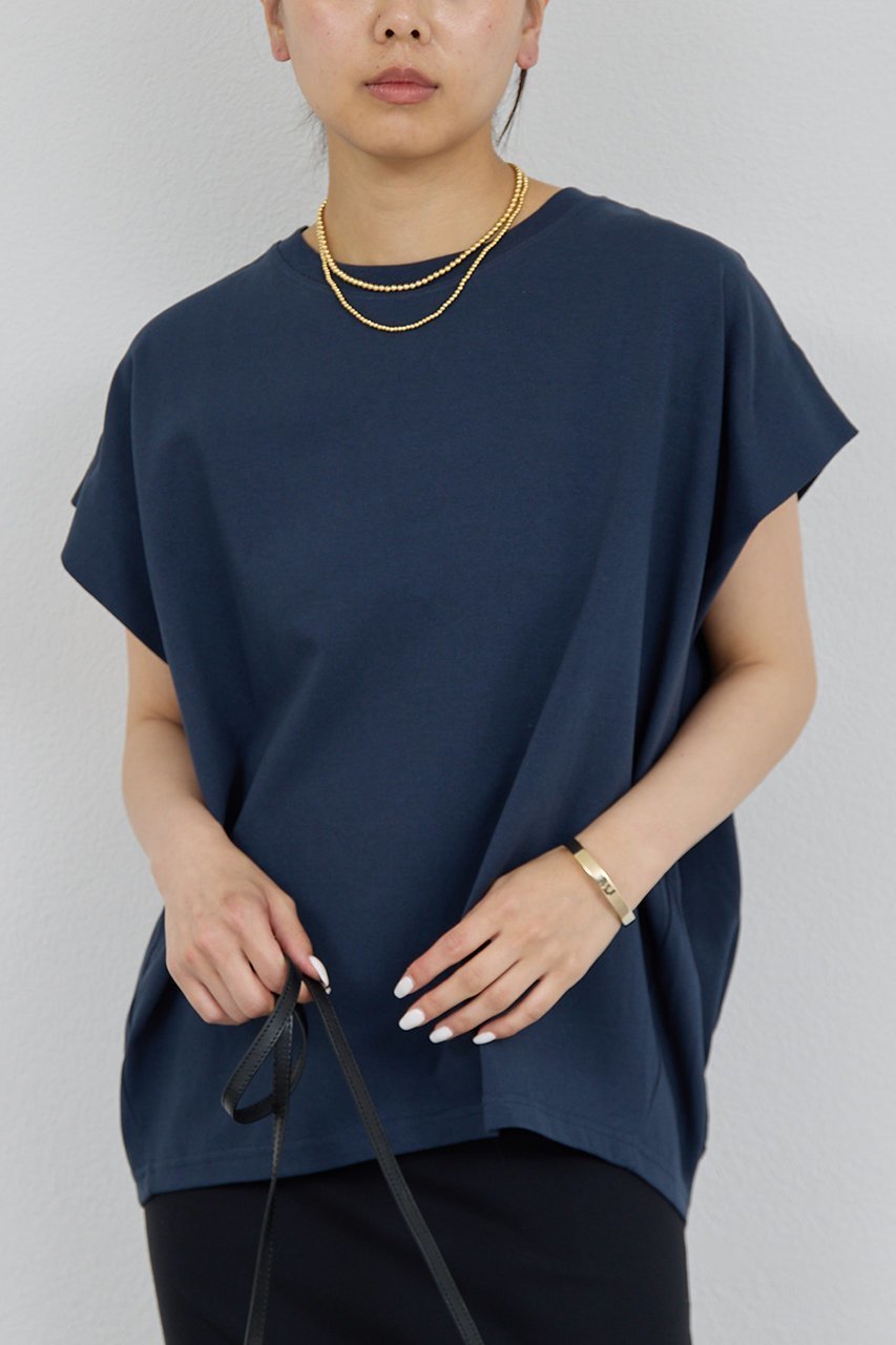 【ガリャルダガランテ/GALLARDAGALANTE】のタックコクーンTシャツ インテリア・キッズ・メンズ・レディースファッション・服の通販 founy(ファニー) 　ファッション　Fashion　レディースファッション　Fashion for Women　トップス・カットソー　Cut & Sew Tops　シャツ・ブラウス・オフィスカジュアル　Elegant Blouses & Button-Ups　ロングTシャツ・Tシャツ　Longline T-Shirts & Tees　カットソー・ベーシックTシャツ　Cut-and-Sewn Tops / Stretch Tees & Basics　ショート　Short, Short Length　スリーブ　Sleeve, Long Sleeve / Short Sleeve　フレンチ　French, French Style　ネイビー|ID: prp329100003999616 ipo3291000000032633105