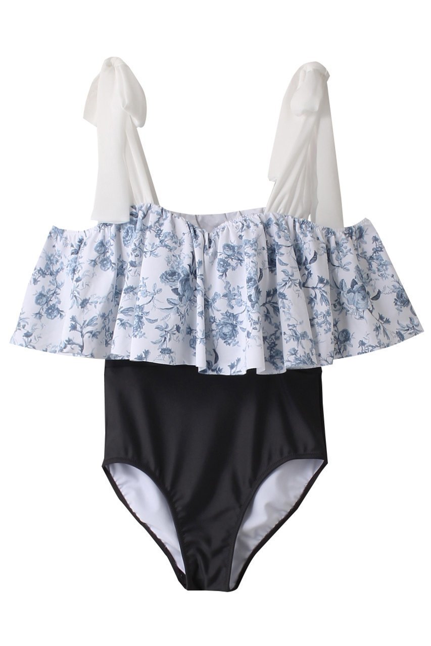 【レイール/Reir】のWall Flowerグラマラスオフショル インテリア・キッズ・メンズ・レディースファッション・服の通販 founy(ファニー) 　ファッション　Fashion　レディースファッション　Fashion for Women　水着　Swimwear　レディース水着・ビーチウェア　Swimwear & Beachwear　スポーツ　Sports, Activewear　ビキニ　Bikini, Two-Piece Swimsuit　フラワー　Flower, Floral　フリル　Frill, Ruffle　プリント　Print, Printed Pattern　リボン　Ribbon, Bow　エレガント 上品　Elegant　水着　Swimsuit, Swimwear　ブルー|ID: prp329100003999617 ipo3291000000035336521