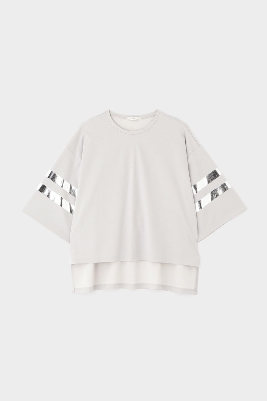 【ル フィル/LE PHIL】のシルキーポンチラインTシャツ インテリア・キッズ・メンズ・レディースファッション・服の通販 founy(ファニー) 　ファッション　Fashion　レディースファッション　Fashion for Women　トップス・カットソー　Cut & Sew Tops　シャツ・ブラウス・オフィスカジュアル　Elegant Blouses & Button-Ups　ロングTシャツ・Tシャツ　Longline T-Shirts & Tees　カットソー・ベーシックTシャツ　Cut-and-Sewn Tops / Stretch Tees & Basics　なめらか　Smooth, Silky Texture　コンパクト　Compact, Small Size　ショート　Short, Short Length　スリーブ　Sleeve, Long Sleeve / Short Sleeve　プリント　Print, Printed Pattern　エレガント 上品　Elegant　グレー|ID: prp329100003999642 ipo3291000000032932428