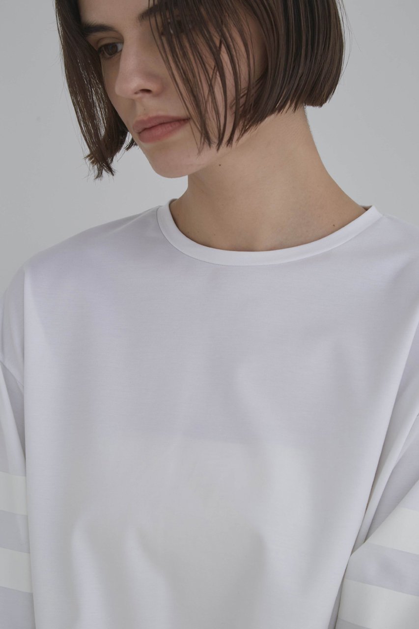 【ル フィル/LE PHIL】のシルキーポンチラインTシャツ 人気、トレンドファッション・服の通販 founy(ファニー) 　ファッション　Fashion　レディースファッション　Fashion for Women　トップス・カットソー　Cut & Sew Tops　シャツ・ブラウス・オフィスカジュアル　Elegant Blouses & Button-Ups　ロングTシャツ・Tシャツ　Longline T-Shirts & Tees　カットソー・ベーシックTシャツ　Cut-and-Sewn Tops / Stretch Tees & Basics　なめらか　Smooth, Silky Texture　コンパクト　Compact, Small Size　ショート　Short, Short Length　スリーブ　Sleeve, Long Sleeve / Short Sleeve　プリント　Print, Printed Pattern　エレガント 上品　Elegant　other-4|ID: prp329100003999642 ipo3291000000032932458