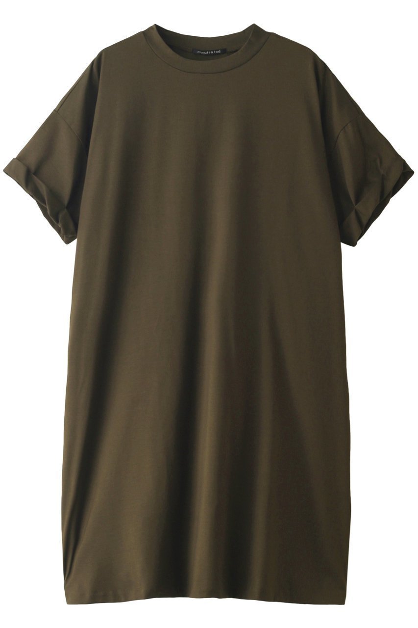 【ミズイロ インド/mizuiro ind】のcrew neck roll slv wide OP ワンピース インテリア・キッズ・メンズ・レディースファッション・服の通販 founy(ファニー) 　ファッション　Fashion　レディースファッション　Fashion for Women　ワンピース　Dresses　チュニック　Tunic Tops & Dresses　チュニック　Tunic, Long Top　トレンド　Trend, Trending Now　リラックス　Relax, Relaxed Fit　ワイド　Wide, Wide Fit　ブラウン|ID: prp329100004002686 ipo3291000000036672938