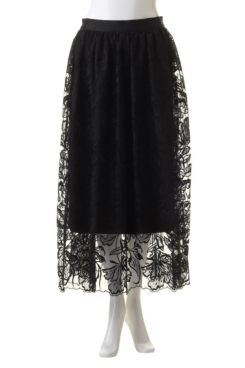 【デザイン ワークス/DESIGN WORKS】のレース刺繍スカート 人気、トレンドファッション・服の通販 founy(ファニー) 　ファッション　Fashion　レディースファッション　Fashion for Women　スカート　Skirts　ロングスカート　Long Skirts / Maxi & Midi Skirts　カットソー　Cut and Sewn Top　コンビ　Combo, Combination Style　シンプル　Simple, Minimal　チュール　Tulip, Tulip Motif　レース　Lace, Lace Fabric　ロング　Long, Long-Length　エレガント 上品　Elegant　other-2|ID: prp329100004003822 ipo3291000000035550951