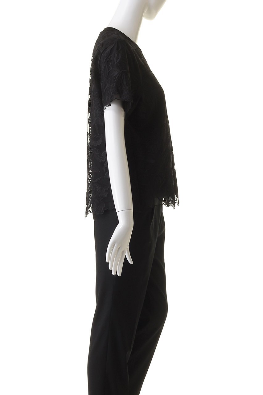 【デザイン ワークス/DESIGN WORKS】のレース刺しゅうTシャツ 人気、トレンドファッション・服の通販 founy(ファニー) 　ファッション　Fashion　レディースファッション　Fashion for Women　トップス・カットソー　Cut & Sew Tops　シャツ・ブラウス・オフィスカジュアル　Elegant Blouses & Button-Ups　ロングTシャツ・Tシャツ　Longline T-Shirts & Tees　カットソー・ベーシックTシャツ　Cut-and-Sewn Tops / Stretch Tees & Basics　カットソー　Cut and Sewn Top　コンビ　Combo, Combination Style　ショート　Short, Short Length　シンプル　Simple, Minimal　スリーブ　Sleeve, Long Sleeve / Short Sleeve　ボトム　Bottoms, Lower Wear　レース　Lace, Lace Fabric　other-3|ID: prp329100004003823 ipo3291000000035791923