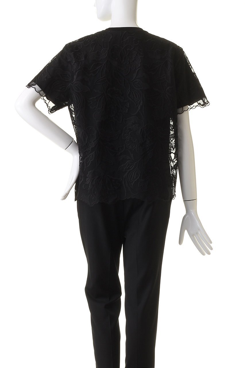 【デザイン ワークス/DESIGN WORKS】のレース刺しゅうTシャツ 人気、トレンドファッション・服の通販 founy(ファニー) 　ファッション　Fashion　レディースファッション　Fashion for Women　トップス・カットソー　Cut & Sew Tops　シャツ・ブラウス・オフィスカジュアル　Elegant Blouses & Button-Ups　ロングTシャツ・Tシャツ　Longline T-Shirts & Tees　カットソー・ベーシックTシャツ　Cut-and-Sewn Tops / Stretch Tees & Basics　カットソー　Cut and Sewn Top　コンビ　Combo, Combination Style　ショート　Short, Short Length　シンプル　Simple, Minimal　スリーブ　Sleeve, Long Sleeve / Short Sleeve　ボトム　Bottoms, Lower Wear　レース　Lace, Lace Fabric　other-4|ID: prp329100004003823 ipo3291000000035791925