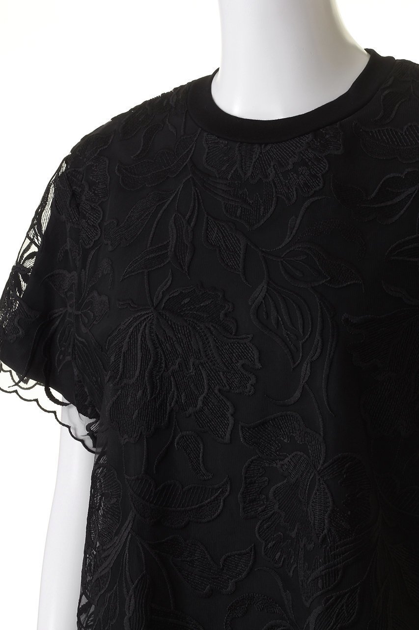【デザイン ワークス/DESIGN WORKS】のレース刺しゅうTシャツ 人気、トレンドファッション・服の通販 founy(ファニー) 　ファッション　Fashion　レディースファッション　Fashion for Women　トップス・カットソー　Cut & Sew Tops　シャツ・ブラウス・オフィスカジュアル　Elegant Blouses & Button-Ups　ロングTシャツ・Tシャツ　Longline T-Shirts & Tees　カットソー・ベーシックTシャツ　Cut-and-Sewn Tops / Stretch Tees & Basics　カットソー　Cut and Sewn Top　コンビ　Combo, Combination Style　ショート　Short, Short Length　シンプル　Simple, Minimal　スリーブ　Sleeve, Long Sleeve / Short Sleeve　ボトム　Bottoms, Lower Wear　レース　Lace, Lace Fabric　other-5|ID: prp329100004003823 ipo3291000000035791927