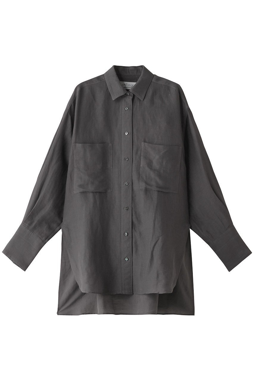 【カオス/Chaos】のバンバンブラウス インテリア・キッズ・メンズ・レディースファッション・服の通販 founy(ファニー) 　ファッション　Fashion　レディースファッション　Fashion for Women　トップス・カットソー　Cut & Sew Tops　シャツ・ブラウス・オフィスカジュアル　Elegant Blouses & Button-Ups　サマー　Summer, Summer Style　スリット　Slit, Slit Detail　スリーブ　Sleeve, Long Sleeve / Short Sleeve　リネン　Linen, Linen Fabric　リュクス　Luxury, Elegant, High-End, Chic　ロング　Long, Long-Length　チャコール|ID: prp329100004003862 ipo3291000000032902870