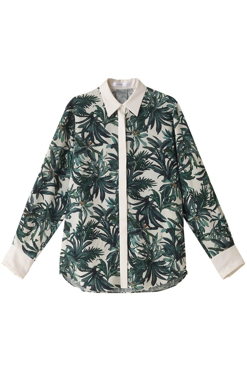 【コルピエロ/Col Pierrot】のオリジナルリーフ柄ブラウス 人気、トレンドファッション・服の通販 founy(ファニー) ファッション Fashion レディースファッション Fashion for Women トップス・カットソー Cut & Sew Tops シャツ・ブラウス・オフィスカジュアル Elegant Blouses & Button-Ups スリーブ Sleeve, Long Sleeve / Short Sleeve センター Center, Center Line リゾート Resort, Vacation Style リーフ Leaf, Botanical Leaf ロング Long, Long-Length エレガント 上品 Elegant other-1|ID: prp329100004005216 ipo3291000000035786239