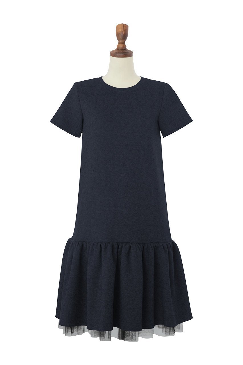 【デイジーリン/DAISY LIN】のジャージーフリルワンピース インテリア・キッズ・メンズ・レディースファッション・服の通販 founy(ファニー) 　ファッション　Fashion　レディースファッション　Fashion for Women　ワンピース　Dresses　チュニック　Tunic Tops & Dresses　エレガント 上品　Elegant　チュニック　Tunic, Long Top　チュール　Tulip, Tulip Motif　フリル　Frill, Ruffle　半袖　Short Sleeve, Half Sleeve　洗える　Machine Washable　ミッドナイトブルー|ID: prp329100004005235 ipo3291000000032894450