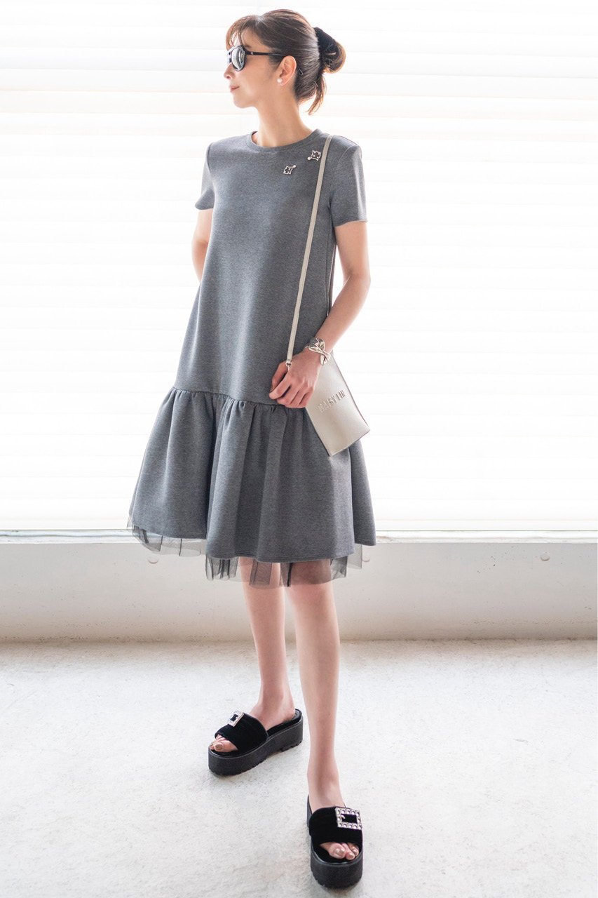 【デイジーリン/DAISY LIN】のジャージーフリルワンピース 人気、トレンドファッション・服の通販 founy(ファニー) 　ファッション　Fashion　レディースファッション　Fashion for Women　ワンピース　Dresses　チュニック　Tunic Tops & Dresses　エレガント 上品　Elegant　チュニック　Tunic, Long Top　チュール　Tulip, Tulip Motif　フリル　Frill, Ruffle　半袖　Short Sleeve, Half Sleeve　洗える　Machine Washable　other-5|ID: prp329100004005235 ipo3291000000032894471