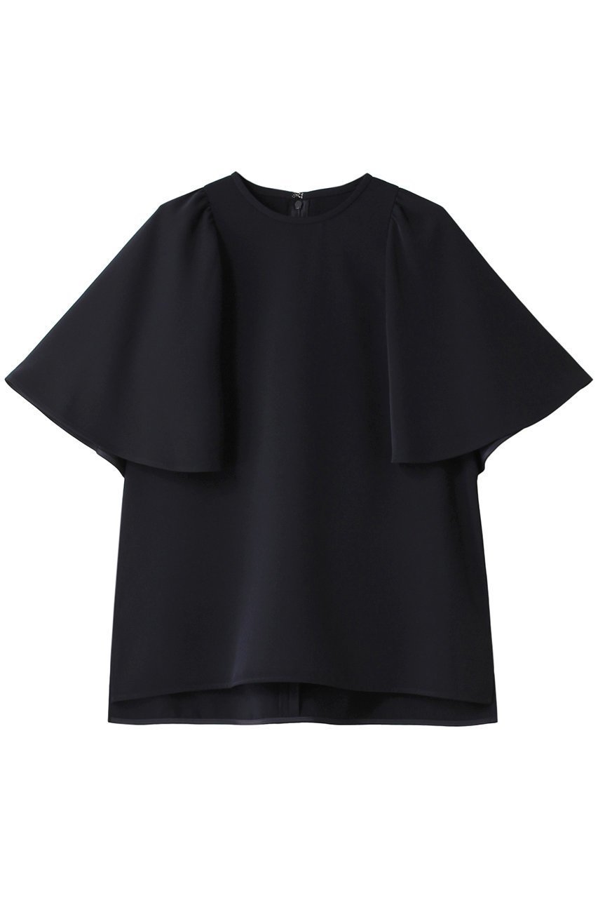【デザイン ワークス/DESIGN WORKS】のアムンゼンケープブラウス インテリア・キッズ・メンズ・レディースファッション・服の通販 founy(ファニー) 　ファッション　Fashion　レディースファッション　Fashion for Women　トップス・カットソー　Cut & Sew Tops　シャツ・ブラウス・オフィスカジュアル　Elegant Blouses & Button-Ups　ショート　Short, Short Length　スリーブ　Sleeve, Long Sleeve / Short Sleeve　ドレープ　Drape, Draping Fabric　パーティ　Party, Party Style　フレア　Flare, Flared　ネイビー|ID: prp329100004006887 ipo3291000000032903883
