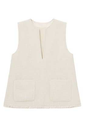 【アナイ/ANAYI】のカールヤーンツイードVネックブラウス 人気、トレンドファッション・服の通販 founy(ファニー) ファッション Fashion レディースファッション Fashion for Women トップス・カットソー Cut & Sew Tops キャミソール&ノースリーブ Camisoles & Sleeveless Tops シャツ・ブラウス・オフィスカジュアル Elegant Blouses & Button-Ups Vネックトップス V-Neck Tops / V-Cut Neckline Shirts イエロー Yellow カットソー Cut and Sewn Top サマー Summer, Summer Style セットアップ Set-Up, Coordinated Outfit ノースリーブ Sleeveless, No-Sleeve パッチ Patch, Appliqué フリンジ Fringe, Tassel ブルゾン Blouson, Bomber Jacket プリント Print, Printed Pattern ポケット Pocket, Pocket Detail メッシュ Mesh, Net Fabric 夏 Summer |ID:prp329100004007981