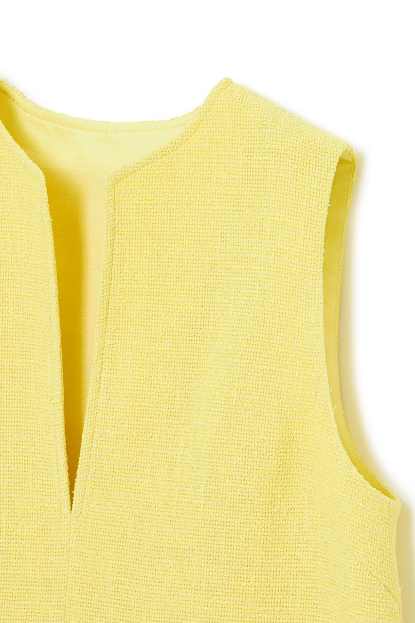 【アナイ/ANAYI】のカールヤーンツイードVネックブラウス 人気、トレンドファッション・服の通販 founy(ファニー) 　ファッション　Fashion　レディースファッション　Fashion for Women　トップス・カットソー　Cut & Sew Tops　キャミソール&ノースリーブ　Camisoles & Sleeveless Tops　シャツ・ブラウス・オフィスカジュアル　Elegant Blouses & Button-Ups　Vネックトップス　V-Neck Tops / V-Cut Neckline Shirts　イエロー　Yellow　カットソー　Cut and Sewn Top　サマー　Summer, Summer Style　セットアップ　Set-Up, Coordinated Outfit　ノースリーブ　Sleeveless, No-Sleeve　パッチ　Patch, Appliqué　フリンジ　Fringe, Tassel　ブルゾン　Blouson, Bomber Jacket　プリント　Print, Printed Pattern　ポケット　Pocket, Pocket Detail　メッシュ　Mesh, Net Fabric　再入荷　Restock / Back in Stock　夏　Summer　other-3|ID: prp329100004007981 ipo3291000000035053006