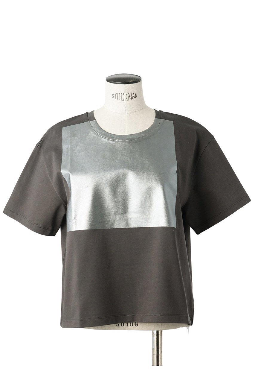 【オブリオ/AUBRIOT】のボクシーシェイプTシャツ インテリア・キッズ・メンズ・レディースファッション・服の通販 founy(ファウニー) 　ファッション　Fashion　レディースファッション　Fashion for Women　トップス・カットソー　Cut & Sew Tops　シャツ・ブラウス・オフィスカジュアル　Elegant Blouses & Button-Ups　ロングTシャツ・Tシャツ　Longline T-Shirts & Tees　カットソー・ベーシックTシャツ　Cut-and-Sewn Tops / Stretch Tees & Basics　コンパクト　Compact, Small Size　ショート　Short, Short Length　ジャケット　Jacket, Outerwear　スリーブ　Sleeve, Long Sleeve / Short Sleeve　フォルム　Silhouette, Form　ベーシック　Basic, Essential　チャコールグレー|ID: prp329100004007998 ipo3291000000036984435