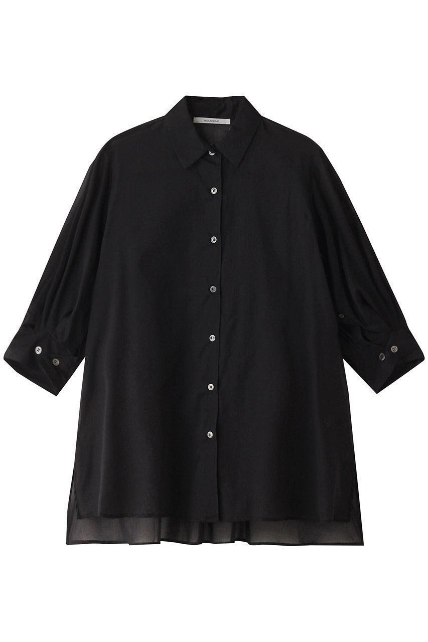 【ミディウミソリッド/MIDIUMISOLID】のsheer slit slv tunic shirt シャツ インテリア・キッズ・メンズ・レディースファッション・服の通販 founy(ファニー) 　ファッション　Fashion　レディースファッション　Fashion for Women　トップス・カットソー　Cut & Sew Tops　シャツ・ブラウス・オフィスカジュアル　Elegant Blouses & Button-Ups　シアー　Sheer, See-Through　ショート　Short, Short Length　スリット　Slit, Slit Detail　スリーブ　Sleeve, Long Sleeve / Short Sleeve　チュニック　Tunic, Long Top　トレンド　Trend, Trending Now　black|ID: prp329100004008717 ipo3291000000032908516