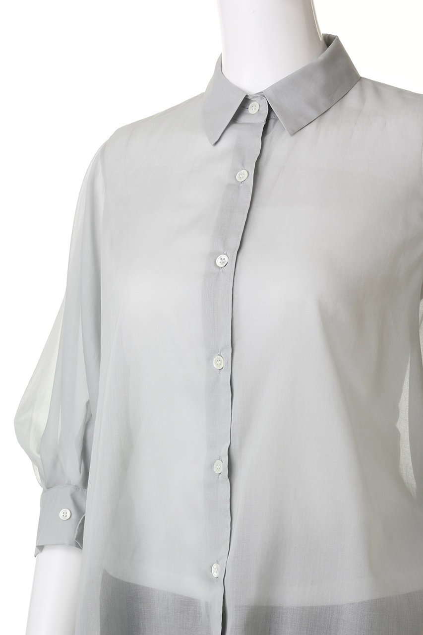 【ミディウミソリッド/MIDIUMISOLID】のsheer slit slv tunic shirt シャツ 人気、トレンドファッション・服の通販 founy(ファニー) 　ファッション　Fashion　レディースファッション　Fashion for Women　トップス・カットソー　Cut & Sew Tops　シャツ・ブラウス・オフィスカジュアル　Elegant Blouses & Button-Ups　シアー　Sheer, See-Through　ショート　Short, Short Length　スリット　Slit, Slit Detail　スリーブ　Sleeve, Long Sleeve / Short Sleeve　チュニック　Tunic, Long Top　トレンド　Trend, Trending Now　other-5|ID: prp329100004008717 ipo3291000000032908527