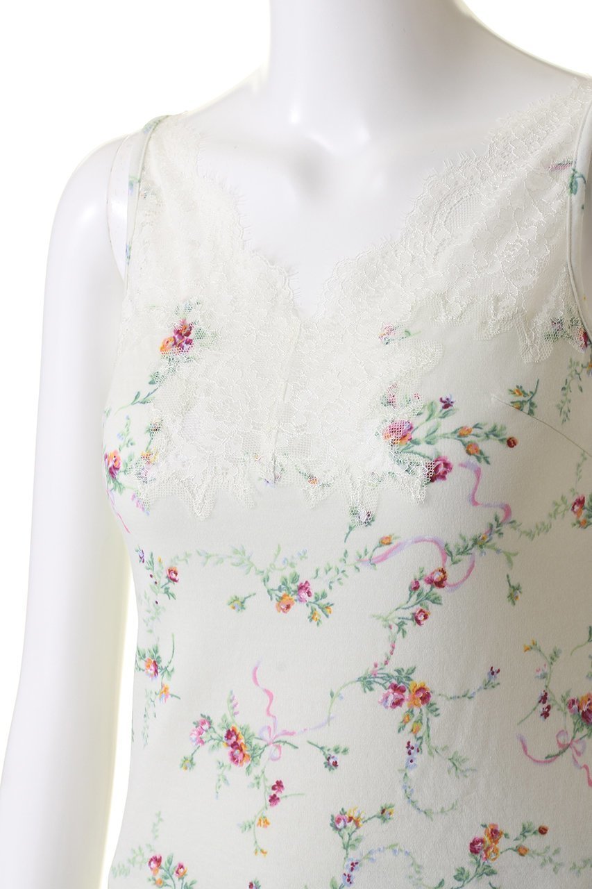 【イクコ/IKUKO】の60接結花柄プリント リバーレースキャミソール 人気、トレンドファッション・服の通販 founy(ファニー) 　ファッション　Fashion　レディースファッション　Fashion for Women　下着・ランジェリー　Lingerie & Intimates　その他ランジェリー・インナーアイテム　Other Lingerie / Intimates　インナー　Innerwear　キャミソール　Camisole, Spaghetti Strap Top　フィット　Fit, Slim Fit　プリント　Print, Printed Pattern　ランジェリー　Lingerie, Intimate Wear　レース　Lace, Lace Fabric　エレガント 上品　Elegant　other-5|ID: prp329100004008720 ipo3291000000035396382