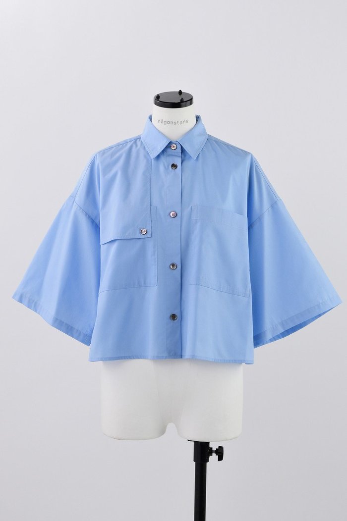 【ナゴンスタンス/nagonstans】のソフトブロード フレアスリーブ SH/シャツ インテリア・キッズ・メンズ・レディースファッション・服の通販 founy(ファニー) https://founy.com/ ファッション Fashion レディースファッション Fashion for Women トップス・カットソー Cut & Sew Tops シャツ・ブラウス・オフィスカジュアル Elegant Blouses & Button-Ups クロップド Cropped, Short Length ショート Short, Short Length シンプル Simple, Minimal スリーブ Sleeve, Long Sleeve / Short Sleeve フレア Flare, Flared ブロード Broadcloth, Fine Cotton |ID: prp329100004010171 ipo3291000000032908829