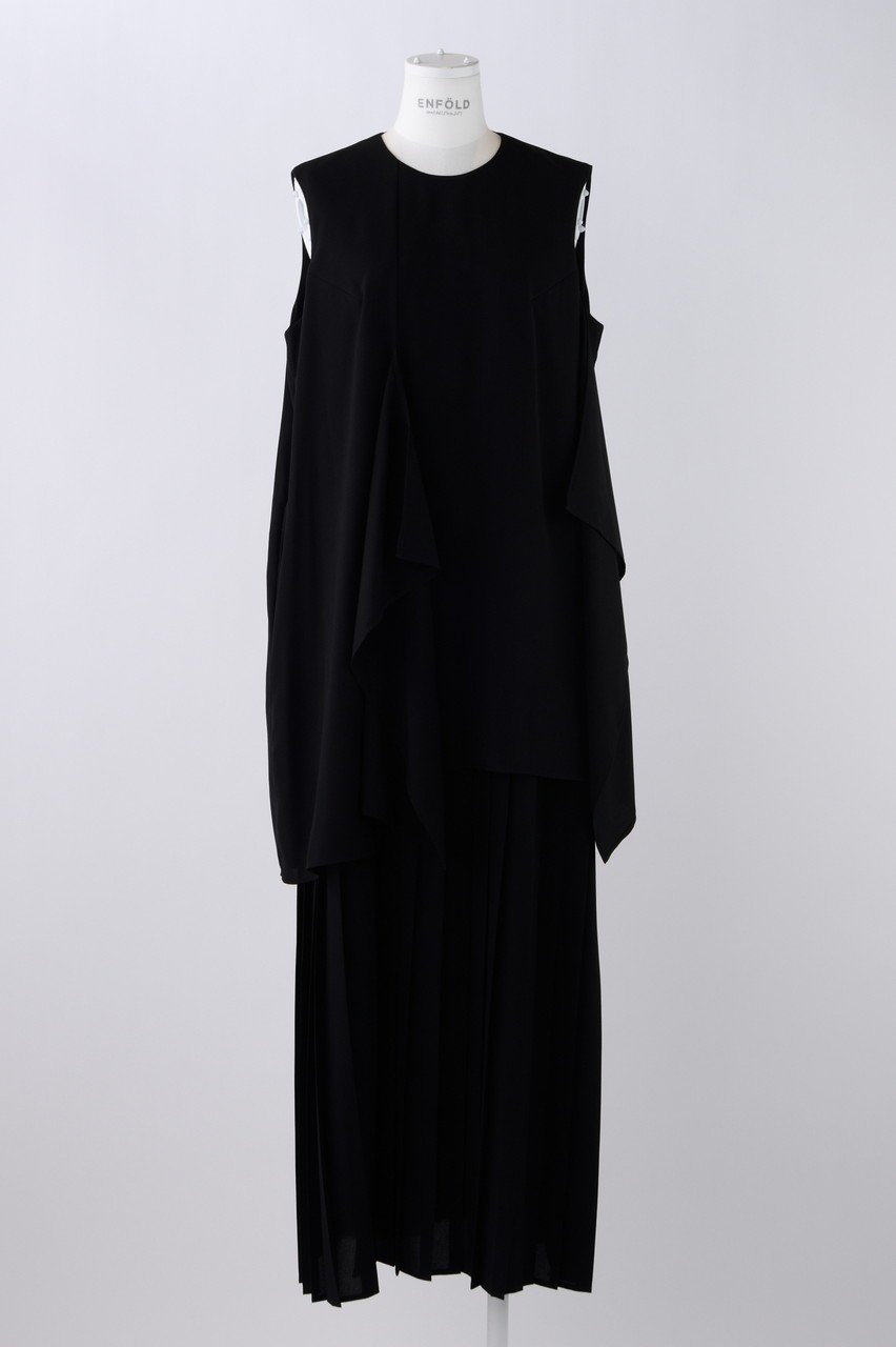 【エンフォルド/ENFOLD】のPEライトジョーゼット スクエアドレープ DRS/ドレス インテリア・キッズ・メンズ・レディースファッション・服の通販 founy(ファニー) 　ファッション　Fashion　レディースファッション　Fashion for Women　ワンピース　Dresses　フォーマル・パーティードレス・結婚式用ドレス　Elegant & Casual Dresses　チュニック　Tunic Tops & Dresses　アシンメトリー　Asymmetrical Style　ジョーゼット　Georgette, Semi-Sheer Fabric　ストレッチ　Stretch, Stretchy Fabric　スリーブ　Sleeve, Long Sleeve / Short Sleeve　チュニック　Tunic, Long Top　ドレス　Dress, One-Piece　ドレープ　Drape, Draping Fabric　パウダー　Powder, Soft Tone　プリーツ　Pleats, Pleated　ロング　Long, Long-Length　エレガント 上品　Elegant　夏　Summer　洗える　Machine Washable　ブラック|ID: prp329100004010185 ipo3291000000036671407