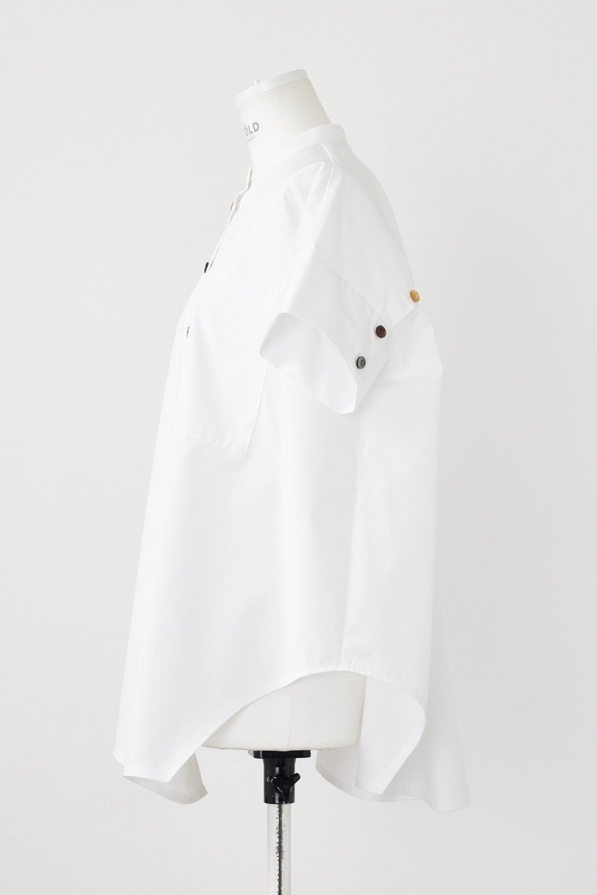 【エンフォルド/ENFOLD】のC/PEブロード Halfsleeve Hexagon SH/シャツ 人気、トレンドファッション・服の通販 founy(ファニー) 　ファッション　Fashion　レディースファッション　Fashion for Women　トップス・カットソー　Cut & Sew Tops　シャツ・ブラウス・オフィスカジュアル　Elegant Blouses & Button-Ups　アシンメトリー　Asymmetrical Style　ショート　Short, Short Length　ストレート　Straight, Straight Cut　スリーブ　Sleeve, Long Sleeve / Short Sleeve　ブロード　Broadcloth, Fine Cotton　ベーシック　Basic, Essential　半袖　Short Sleeve, Half Sleeve　夏　Summer　other-2|ID: prp329100004010187 ipo3291000000032908883