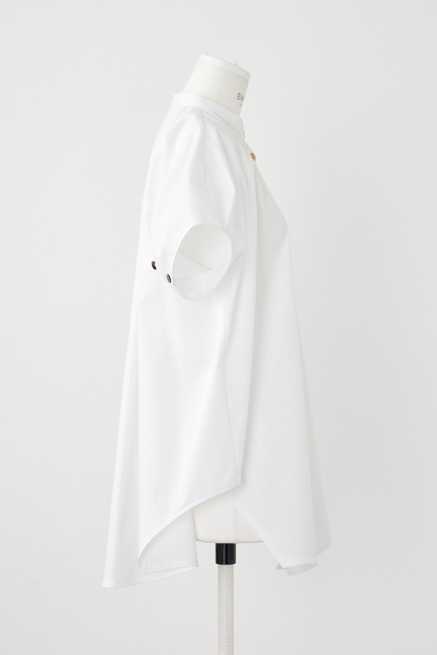 【エンフォルド/ENFOLD】のC/PEブロード Halfsleeve Hexagon SH/シャツ 人気、トレンドファッション・服の通販 founy(ファニー) 　ファッション　Fashion　レディースファッション　Fashion for Women　トップス・カットソー　Cut & Sew Tops　シャツ・ブラウス・オフィスカジュアル　Elegant Blouses & Button-Ups　アシンメトリー　Asymmetrical Style　ショート　Short, Short Length　ストレート　Straight, Straight Cut　スリーブ　Sleeve, Long Sleeve / Short Sleeve　ブロード　Broadcloth, Fine Cotton　ベーシック　Basic, Essential　半袖　Short Sleeve, Half Sleeve　夏　Summer　other-4|ID: prp329100004010187 ipo3291000000032908888