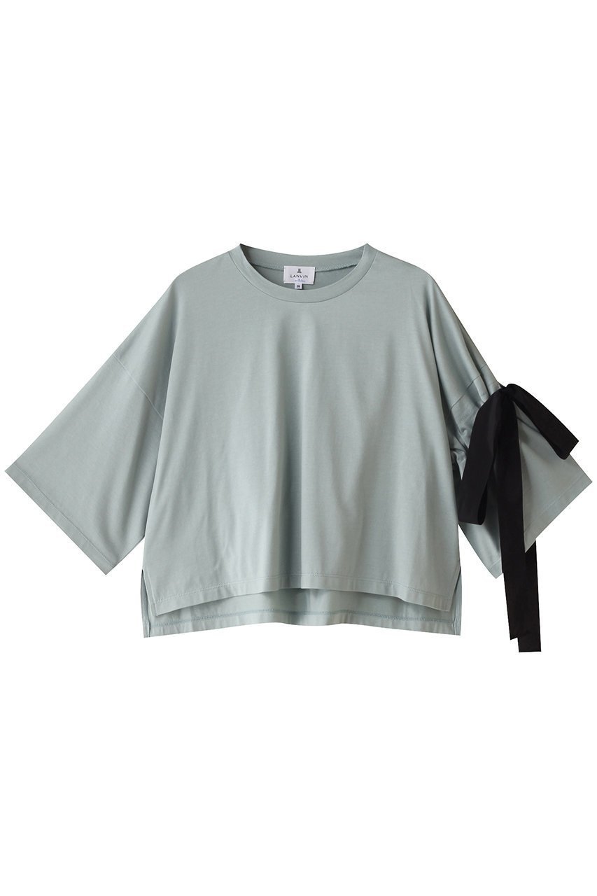 【ランバン オン ブルー/LANVIN en Bleu】のリボンTシャツ 人気、トレンドファッション・服の通販 founy(ファニー) 　ファッション　Fashion　レディースファッション　Fashion for Women　トップス・カットソー　Cut & Sew Tops　シャツ・ブラウス・オフィスカジュアル　Elegant Blouses & Button-Ups　ロングTシャツ・Tシャツ　Longline T-Shirts & Tees　カットソー・ベーシックTシャツ　Cut-and-Sewn Tops / Stretch Tees & Basics　ショート　Short, Short Length　シンプル　Simple, Minimal　スリット　Slit, Slit Detail　スリーブ　Sleeve, Long Sleeve / Short Sleeve　リボン　Ribbon, Bow　 other-1|ID: prp329100004010218 ipo3291000000032929012