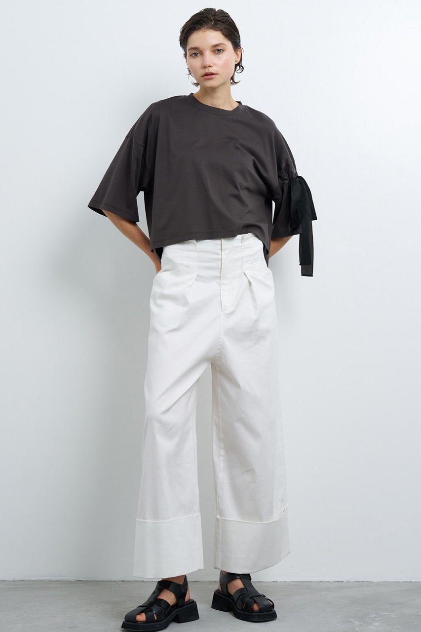 【ランバン オン ブルー/LANVIN en Bleu】のリボンTシャツ 人気、トレンドファッション・服の通販 founy(ファニー) 　ファッション　Fashion　レディースファッション　Fashion for Women　トップス・カットソー　Cut & Sew Tops　シャツ・ブラウス・オフィスカジュアル　Elegant Blouses & Button-Ups　ロングTシャツ・Tシャツ　Longline T-Shirts & Tees　カットソー・ベーシックTシャツ　Cut-and-Sewn Tops / Stretch Tees & Basics　ショート　Short, Short Length　シンプル　Simple, Minimal　スリット　Slit, Slit Detail　スリーブ　Sleeve, Long Sleeve / Short Sleeve　リボン　Ribbon, Bow　other-7|ID: prp329100004010218 ipo3291000000032929085