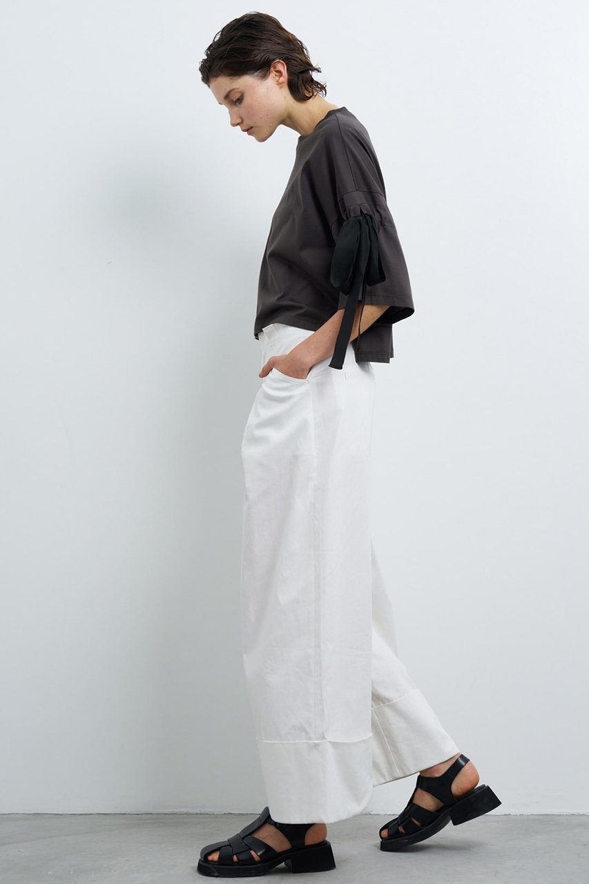 【ランバン オン ブルー/LANVIN en Bleu】のリボンTシャツ 人気、トレンドファッション・服の通販 founy(ファニー) 　ファッション　Fashion　レディースファッション　Fashion for Women　トップス・カットソー　Cut & Sew Tops　シャツ・ブラウス・オフィスカジュアル　Elegant Blouses & Button-Ups　ロングTシャツ・Tシャツ　Longline T-Shirts & Tees　カットソー・ベーシックTシャツ　Cut-and-Sewn Tops / Stretch Tees & Basics　ショート　Short, Short Length　シンプル　Simple, Minimal　スリット　Slit, Slit Detail　スリーブ　Sleeve, Long Sleeve / Short Sleeve　リボン　Ribbon, Bow　other-8|ID: prp329100004010218 ipo3291000000032929090