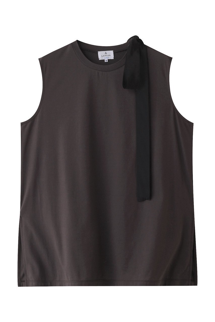 【ランバン オン ブルー/LANVIN en Bleu】のリボンタンクトップ インテリア・キッズ・メンズ・レディースファッション・服の通販 founy(ファニー) 　ファッション　Fashion　レディースファッション　Fashion for Women　トップス・カットソー　Cut & Sew Tops　キャミソール&ノースリーブ　Camisoles & Sleeveless Tops　シャツ・ブラウス・オフィスカジュアル　Elegant Blouses & Button-Ups　ロングTシャツ・Tシャツ　Longline T-Shirts & Tees　カットソー・ベーシックTシャツ　Cut-and-Sewn Tops / Stretch Tees & Basics　インナー　Innerwear　キャミソール　Camisole, Spaghetti Strap Top　シンプル　Simple, Minimal　スリット　Slit, Slit Detail　タンク　Tank Top, Sleeveless Top　フェミニン　Feminine, Girly　リボン　Ribbon, Bow　リュクス　Luxury, Elegant, High-End, Chic　再入荷　Restock / Back in Stock　羽織　Haori, Light Jacket　ブラウン|ID: prp329100004010219 ipo3291000000032929124
