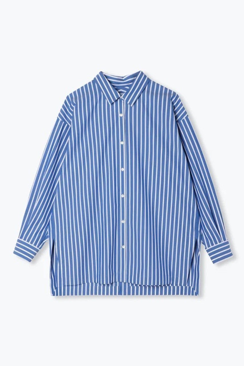 【レリル/lelill】のピマソロ バックオープンシャツ インテリア・キッズ・メンズ・レディースファッション・服の通販 founy(ファニー) 　ファッション　Fashion　レディースファッション　Fashion for Women　トップス・カットソー　Cut & Sew Tops　シャツ・ブラウス・オフィスカジュアル　Elegant Blouses & Button-Ups　バッグ　Bags　おすすめ　Recommended / Our Picks　ストレッチ　Stretch, Stretchy Fabric　スリーブ　Sleeve, Long Sleeve / Short Sleeve　スーピマ　Supima, Premium Cotton　ロング　Long, Long-Length　ブルーグレ|ID: prp329100004010904 ipo3291000000036046358