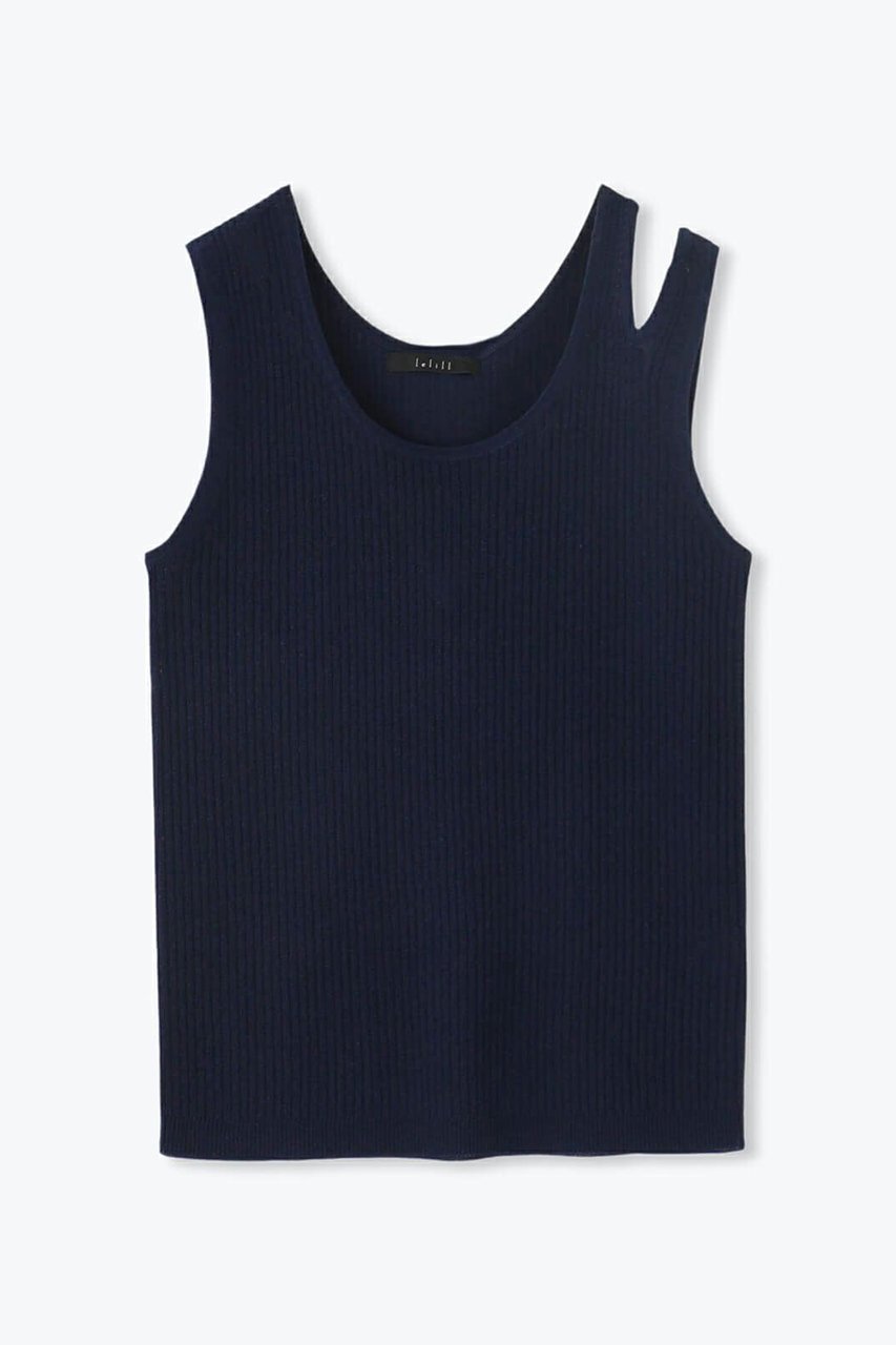 【レリル/lelill】のビスリネンスリットショルダーノースリーブ インテリア・キッズ・メンズ・レディースファッション・服の通販 founy(ファニー) 　ファッション　Fashion　レディースファッション　WOMEN　トップス・カットソー　Tops/Tshirt　キャミソール / ノースリーブ　No Sleeves　シャツ/ブラウス　Shirts/Blouses　ロング / Tシャツ　T-Shirts　カットソー　Cut and Sewn　おすすめ　Recommend　アンサンブル　Ensemble　インナー　Inner　カーディガン　Cardigan　キャミソール　Camisole　ショルダー　Shoulder　スリット　Slit　タンク　Tank　ミックス　Mix　リネン　Linen　夏　Summer　ネイビー|ID: prp329100004010917 ipo3291000000032049653