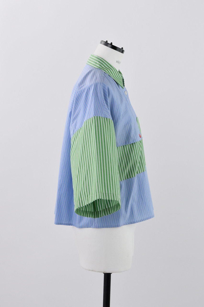 【ナゴンスタンス/nagonstans】のDouble Stripe フレアスリーブ SH/シャツ 人気、トレンドファッション・服の通販 founy(ファニー) 　ファッション　Fashion　レディースファッション　Fashion for Women　トップス・カットソー　Cut & Sew Tops　シャツ・ブラウス・オフィスカジュアル　Elegant Blouses & Button-Ups　クロップド　Cropped, Short Length　ショート　Short, Short Length　シンプル　Simple, Minimal　ストライプ　Stripe, Striped Pattern　スリーブ　Sleeve, Long Sleeve / Short Sleeve　フレア　Flare, Flared　other-4|ID: prp329100004010923 ipo3291000000032908799