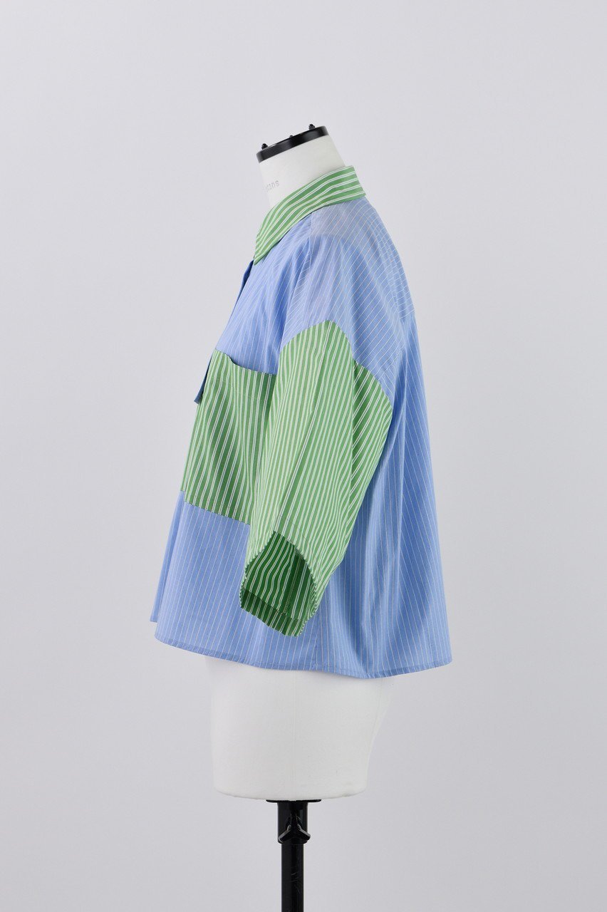 【ナゴンスタンス/nagonstans】のDouble Stripe フレアスリーブ SH/シャツ 人気、トレンドファッション・服の通販 founy(ファニー) 　ファッション　Fashion　レディースファッション　Fashion for Women　トップス・カットソー　Cut & Sew Tops　シャツ・ブラウス・オフィスカジュアル　Elegant Blouses & Button-Ups　クロップド　Cropped, Short Length　ショート　Short, Short Length　シンプル　Simple, Minimal　ストライプ　Stripe, Striped Pattern　スリーブ　Sleeve, Long Sleeve / Short Sleeve　フレア　Flare, Flared　other-2|ID: prp329100004010923 ipo3291000000036877797