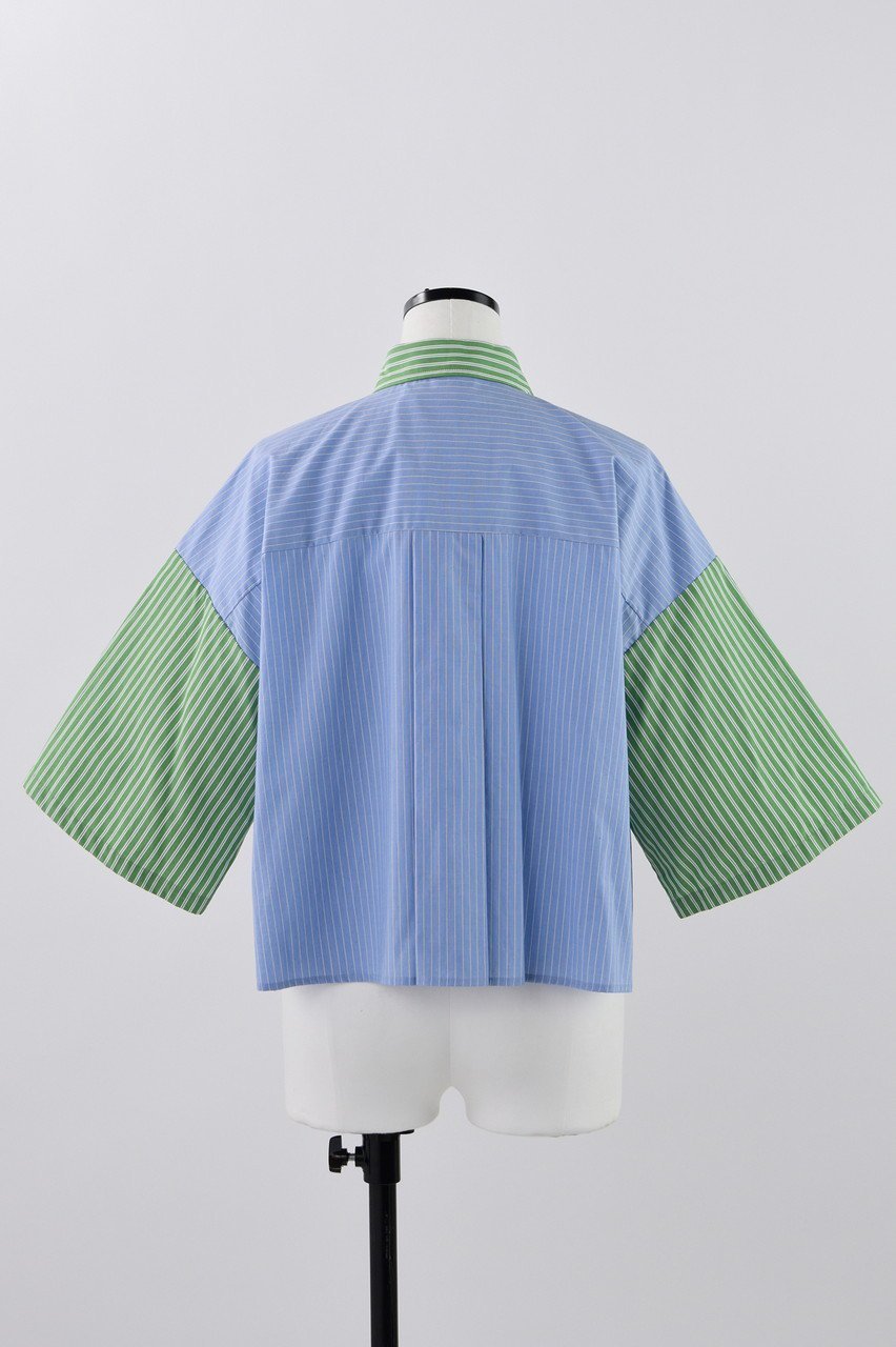 【ナゴンスタンス/nagonstans】のDouble Stripe フレアスリーブ SH/シャツ 人気、トレンドファッション・服の通販 founy(ファニー) 　ファッション　Fashion　レディースファッション　Fashion for Women　トップス・カットソー　Cut & Sew Tops　シャツ・ブラウス・オフィスカジュアル　Elegant Blouses & Button-Ups　クロップド　Cropped, Short Length　ショート　Short, Short Length　シンプル　Simple, Minimal　ストライプ　Stripe, Striped Pattern　スリーブ　Sleeve, Long Sleeve / Short Sleeve　フレア　Flare, Flared　other-3|ID: prp329100004010923 ipo3291000000036877798