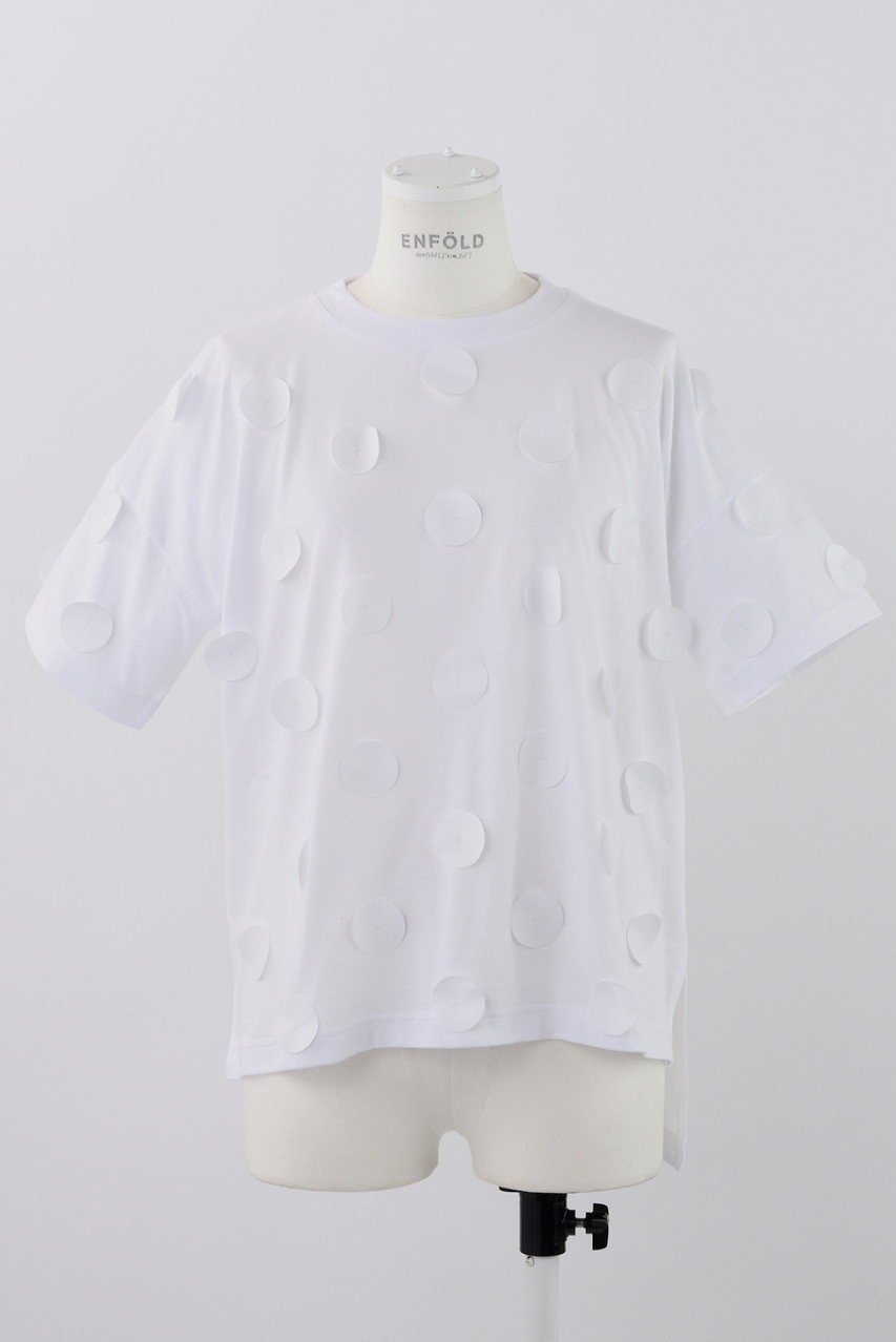 【エンフォルド/ENFOLD】のソフト天竺 ドットT/SH Tシャツ 大人の最旬トレンドファッション＆コーディネート founy(ファウニー) 　ファッション　Fashion　レディースファッション　Fashion for Women　トップス・カットソー　Cut & Sew Tops　シャツ・ブラウス・オフィスカジュアル　Elegant Blouses & Button-Ups　ロングTシャツ・Tシャツ　Longline T-Shirts & Tees　カットソー・ベーシックTシャツ　Cut-and-Sewn Tops / Stretch Tees & Basics　ショート　Short, Short Length　スリーブ　Sleeve, Long Sleeve / Short Sleeve　ドット　Polka Dot, Dot Pattern　ベーシック　Basic, Essential　モチーフ　Motif, Design Theme　リラックス　Relax, Relaxed Fit　 other-1|ID: prp329100004010927 ipo3291000000036984991