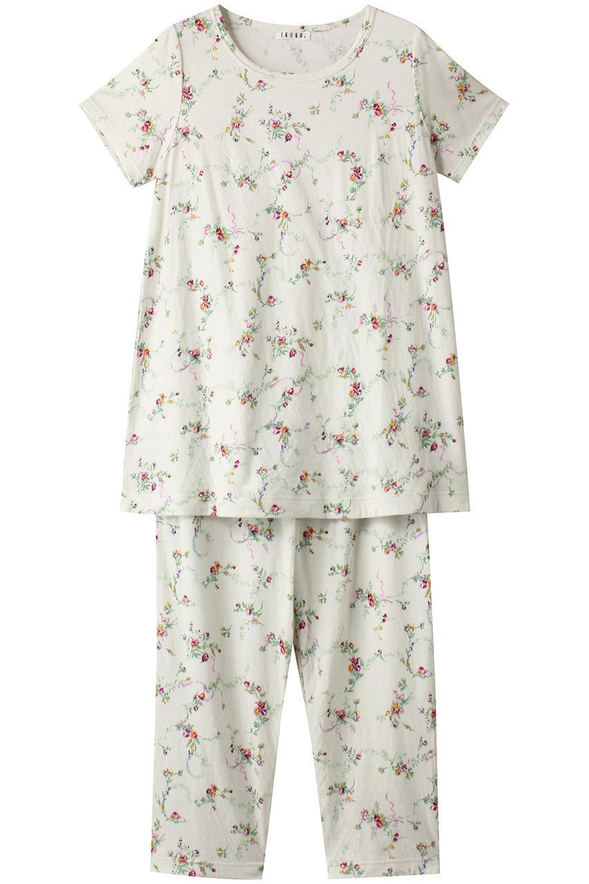 【イクコ/IKUKO】の60接結花柄プリント ロングトップスパジャマ 人気、トレンドファッション・服の通販 founy(ファニー) 　ファッション　Fashion　レディースファッション　Fashion for Women　トップス・カットソー　Cut & Sew Tops　花柄・フラワープリント・モチーフ　Floral Prints & Motifs / Flower Pattern Tops　クラシカル　Classical, Vintage-Inspired　パジャマ　Pajamas, Sleepwear　プリント　Print, Printed Pattern　半袖　Short Sleeve, Half Sleeve　 other-1|ID: prp329100004012140 ipo3291000000032834894