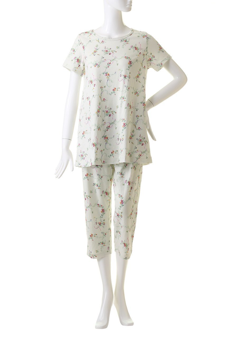 【イクコ/IKUKO】の60接結花柄プリント ロングトップスパジャマ 人気、トレンドファッション・服の通販 founy(ファニー) 　ファッション　Fashion　レディースファッション　Fashion for Women　トップス・カットソー　Cut & Sew Tops　花柄・フラワープリント・モチーフ　Floral Prints & Motifs / Flower Pattern Tops　クラシカル　Classical, Vintage-Inspired　パジャマ　Pajamas, Sleepwear　プリント　Print, Printed Pattern　半袖　Short Sleeve, Half Sleeve　other-2|ID: prp329100004012140 ipo3291000000032834898