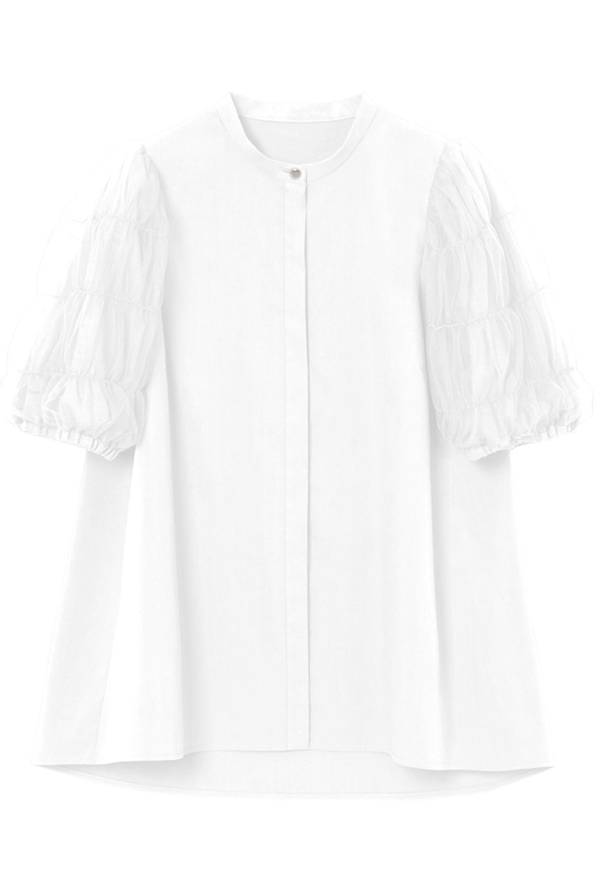 【アナイ/ANAYI】のタイプライターチュールスリーブブラウス 人気、トレンドファッション・服の通販 founy(ファニー) 　ファッション　Fashion　レディースファッション　Fashion for Women　トップス・カットソー　Cut & Sew Tops　シャツ・ブラウス・オフィスカジュアル　Elegant Blouses & Button-Ups　ショート　Short, Short Length　スリーブ　Sleeve, Long Sleeve / Short Sleeve　タイプライター　Typewriter Fabric, Crisp Cotton　チュール　Tulip, Tulip Motif　トレンド　Trend, Trending Now　エレガント 上品　Elegant　 other-1|ID: prp329100004013617 ipo3291000000035950004