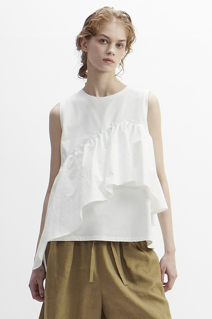 【プレインピープル/PLAIN PEOPLE】の60/2シルケット天竺×織姫炊き2ドッキングプルオーバー インテリア・キッズ・メンズ・レディースファッション・服の通販 founy(ファニー) https://founy.com/ ファッション Fashion レディースファッション Fashion for Women トップス・カットソー Cut & Sew Tops キャミソール&ノースリーブ Camisoles & Sleeveless Tops シャツ・ブラウス・オフィスカジュアル Elegant Blouses & Button-Ups カジュアルプルオーバー・ニットトップス Pullovers & Knit Tops / Casual Pullovers シルケット Silket, Silky Cotton タイプライター Typewriter Fabric, Crisp Cotton ドッキング Docking, Mixed Material ノースリーブ Sleeveless, No-Sleeve ボトム Bottoms, Lower Wear ラッフル Ruffle, Frill |ID: prp329100004013631 ipo3291000000032901423
