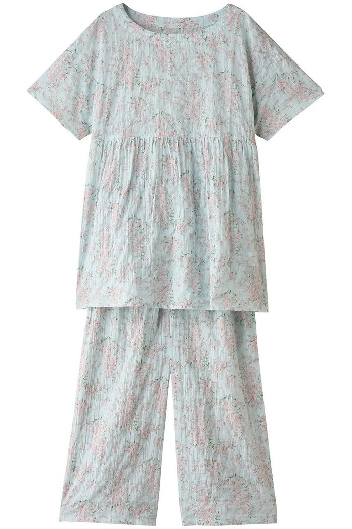 【キッドブルー/KID BLUE】のシャーリングサマーガーデンパジャマ インテリア・キッズ・メンズ・レディースファッション・服の通販 founy(ファニー) https://founy.com/ ファッション Fashion レディースファッション Fashion for Women ガーデン Garden, Gardening サマー Summer, Summer Style シャーリング Shirring, Ruched パジャマ Pajamas, Sleepwear フェミニン Feminine, Girly |ID: prp329100004017728 ipo3291000000032834947
