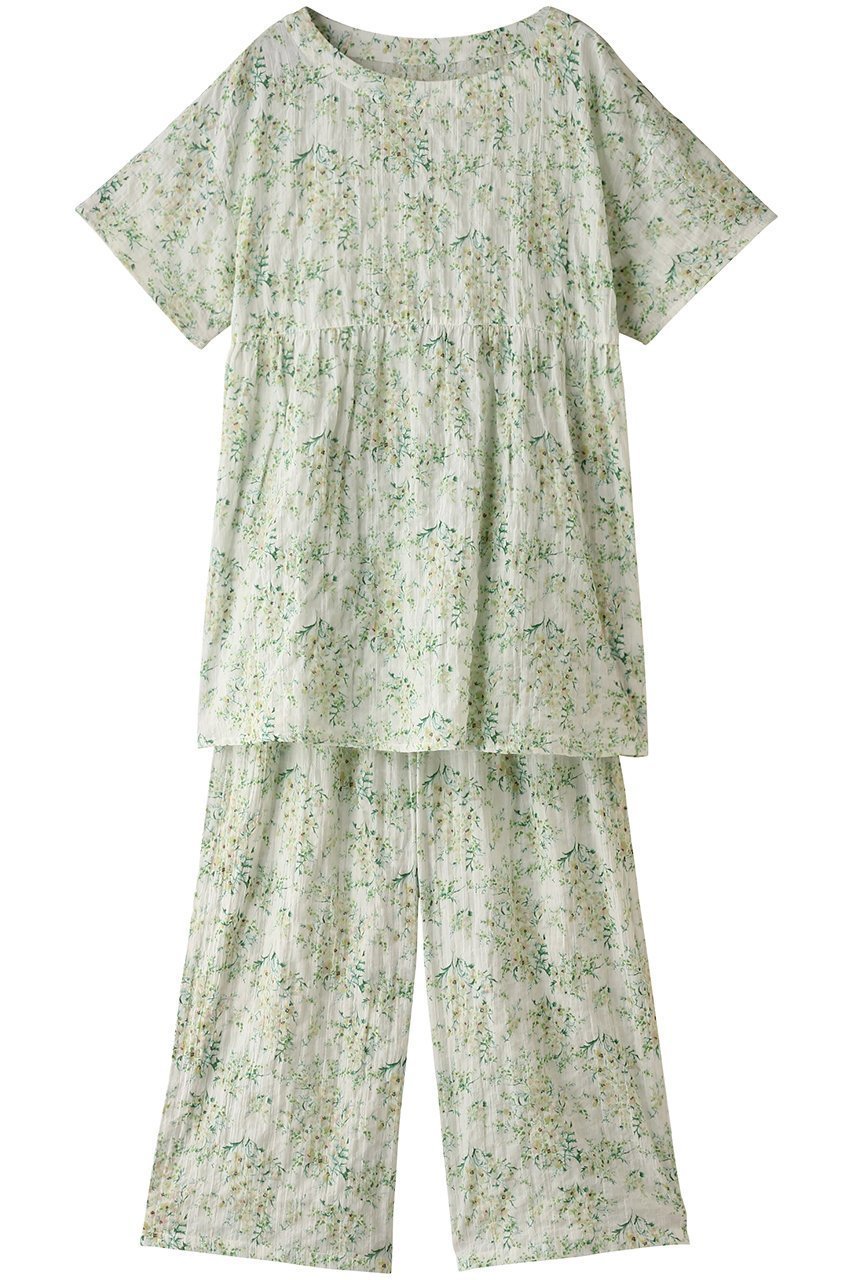 【キッドブルー/KID BLUE】のシャーリングサマーガーデンパジャマ インテリア・キッズ・メンズ・レディースファッション・服の通販 founy(ファニー) 　ファッション　Fashion　レディースファッション　Fashion for Women　ガーデン　Garden, Gardening　サマー　Summer, Summer Style　シャーリング　Shirring, Ruched　パジャマ　Pajamas, Sleepwear　フェミニン　Feminine, Girly　グリーン|ID: prp329100004017728 ipo3291000000032834949