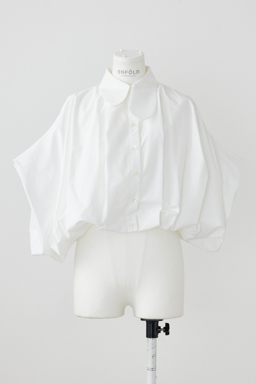 【エンフォルド/ENFOLD】のナチュラルタイプライター バルーンクロップドSH/シャツ 人気、トレンドファッション・服の通販 founy(ファニー) 　ファッション　Fashion　レディースファッション　Fashion for Women　トップス・カットソー　Cut & Sew Tops　シャツ・ブラウス・オフィスカジュアル　Elegant Blouses & Button-Ups　おすすめ　Recommended / Our Picks　クロップド　Cropped, Short Length　ショート　Short, Short Length　スリーブ　Sleeve, Long Sleeve / Short Sleeve　タイプライター　Typewriter Fabric, Crisp Cotton　バルーン　Balloon, Balloon Silhouette　フロント　Front, Front Design　羽織　Haori, Light Jacket　 other-1|ID: prp329100004019262 ipo3291000000036724934