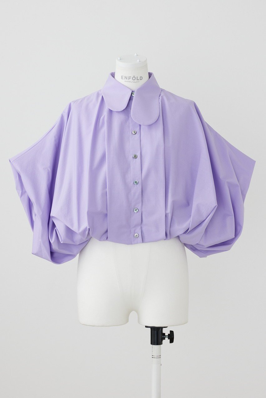 【エンフォルド/ENFOLD】のナチュラルタイプライター バルーンクロップドSH/シャツ インテリア・キッズ・メンズ・レディースファッション・服の通販 founy(ファニー) 　ファッション　Fashion　レディースファッション　Fashion for Women　トップス・カットソー　Cut & Sew Tops　シャツ・ブラウス・オフィスカジュアル　Elegant Blouses & Button-Ups　おすすめ　Recommended / Our Picks　クロップド　Cropped, Short Length　ショート　Short, Short Length　スリーブ　Sleeve, Long Sleeve / Short Sleeve　タイプライター　Typewriter Fabric, Crisp Cotton　バルーン　Balloon, Balloon Silhouette　フロント　Front, Front Design　羽織　Haori, Light Jacket　ライトパープル|ID: prp329100004019262 ipo3291000000036724936