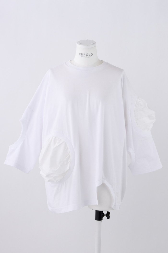 【エンフォルド/ENFOLD】のソフト天竺 Hole T/SH Tシャツ インテリア・キッズ・メンズ・レディースファッション・服の通販 founy(ファニー) https://founy.com/ ファッション Fashion レディースファッション Fashion for Women トップス・カットソー Cut & Sew Tops シャツ・ブラウス・オフィスカジュアル Elegant Blouses & Button-Ups ロングTシャツ・Tシャツ Longline T-Shirts & Tees カットソー・ベーシックTシャツ Cut-and-Sewn Tops / Stretch Tees & Basics ショート Short, Short Length スリーブ Sleeve, Long Sleeve / Short Sleeve ベスト Vest, Waistcoat 夏 Summer |ID: prp329100004019302 ipo3291000000035791838