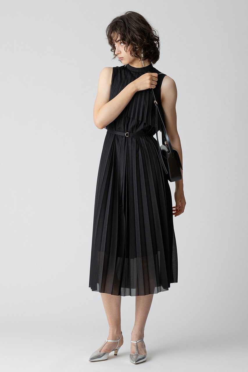 【アルアバイル/allureville】のオーガンジートリコットプリーツワンピース 人気、トレンドファッション・服の通販 founy(ファニー) 　ファッション　Fashion　レディースファッション　Fashion for Women　ワンピース　Dresses　チュニック　Tunic Tops & Dresses　おすすめ　Recommended / Our Picks　エアリー　Airy Texture　クラシカル　Classical, Vintage-Inspired　ジョーゼット　Georgette, Semi-Sheer Fabric　チュニック　Tunic, Long Top　トレンド　Trend, Trending Now　プリーツ　Pleats, Pleated　other-8|ID: prp329100004019387 ipo3291000000032893532