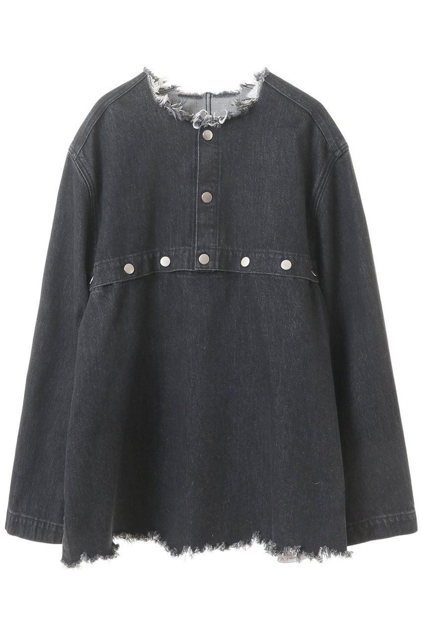 【カレンテージ/CURRENTAGE】のデニムウェルダープルオーバー インテリア・キッズ・メンズ・レディースファッション・服の通販 founy(ファニー) 　ファッション　Fashion　レディースファッション　Fashion for Women　トップス・カットソー　Cut & Sew Tops　シャツ・ブラウス・オフィスカジュアル　Elegant Blouses & Button-Ups　カジュアルプルオーバー・ニットトップス　Pullovers & Knit Tops / Casual Pullovers　ショート　Short, Short Length　ジャケット　Jacket, Outerwear　スリーブ　Sleeve, Long Sleeve / Short Sleeve　デニム　Denim, Jeans Material　ドット　Polka Dot, Dot Pattern　ロング　Long, Long-Length　ブラック|ID: prp329100004019391 ipo3291000000035367308